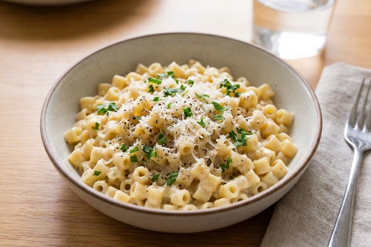 Creamy Ditalini Pasta with Garlic Parmesan