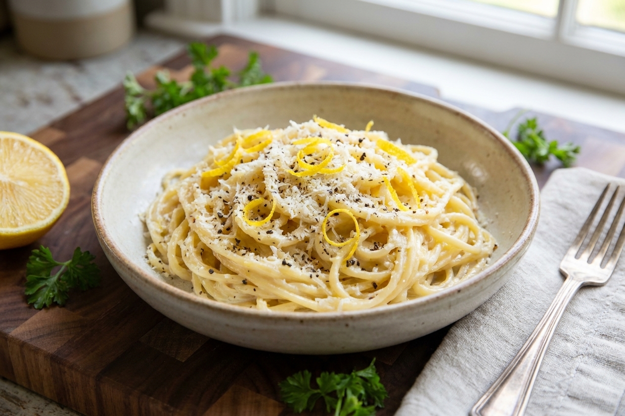 Creamy Semolina Pasta With Garlic Butter and Parmesan