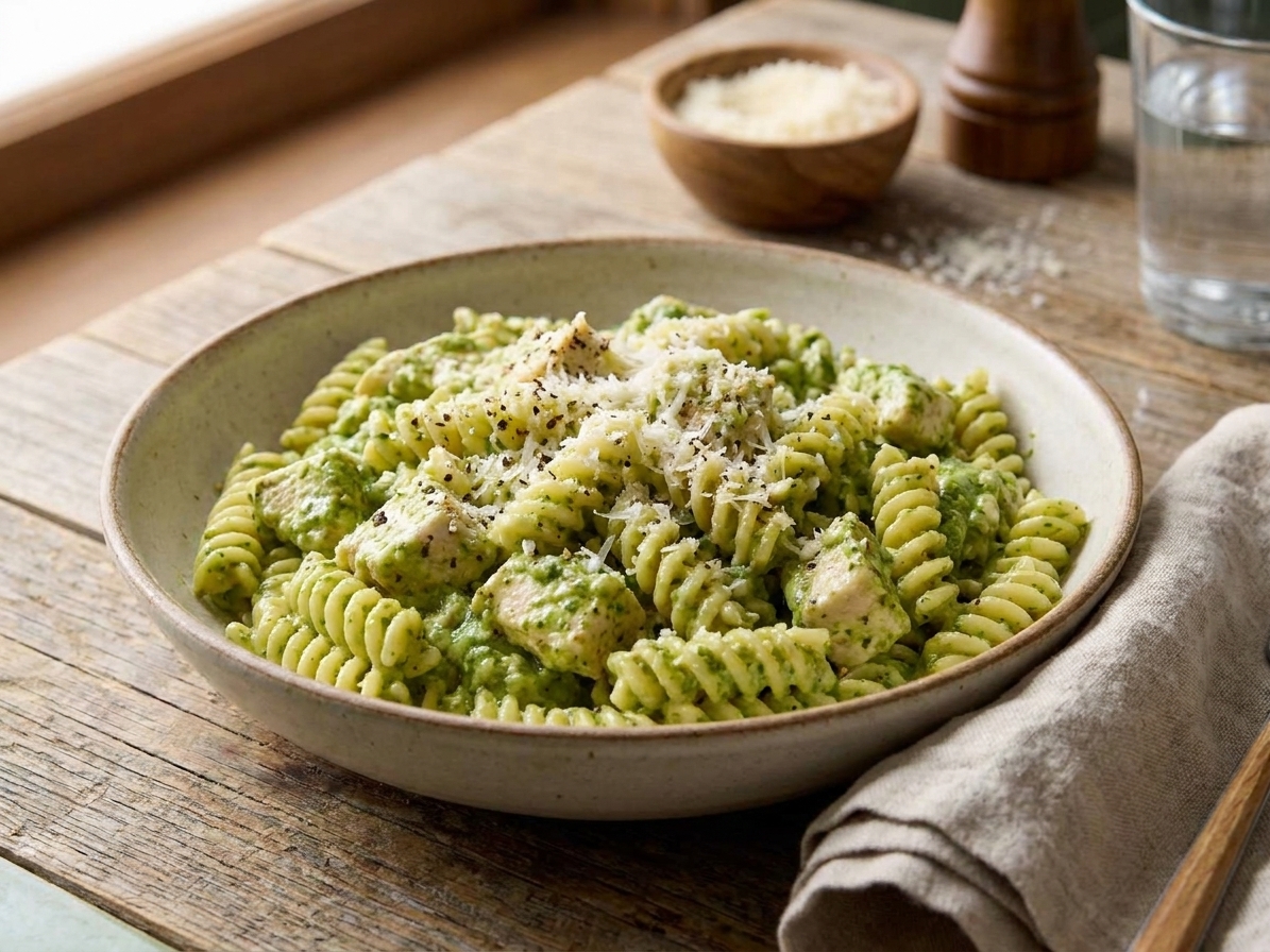 Creamy Pesto Chicken Rotini