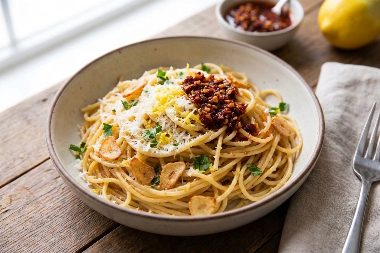 Crispy Garlic Butter Pasta