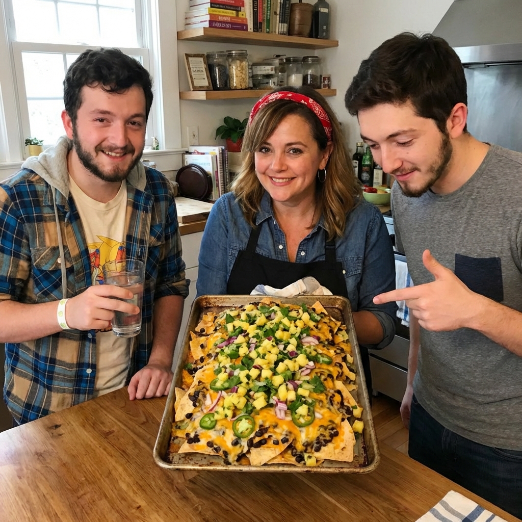 Sheet Pan Nachos with Pineapple Salsa