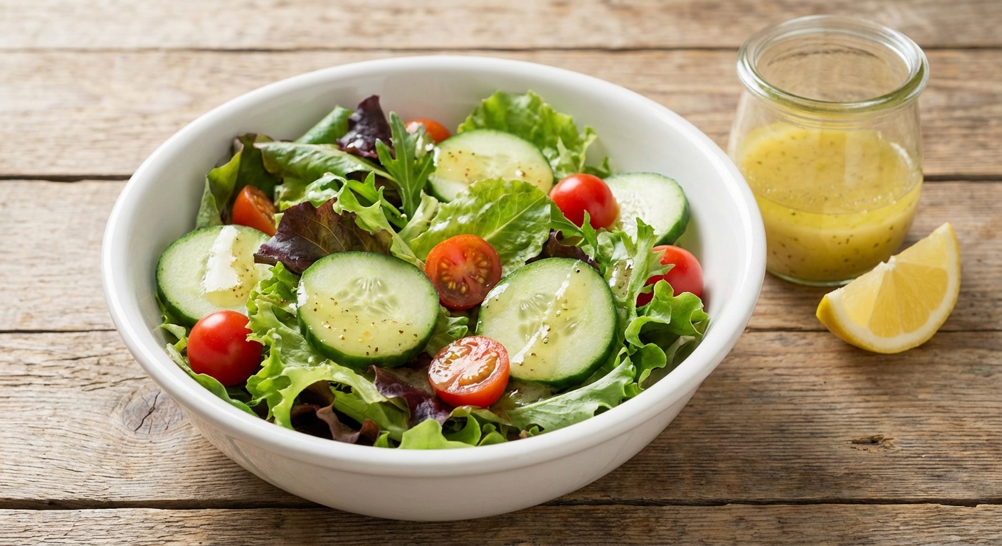 A simple green salad with lemon vinaigrette