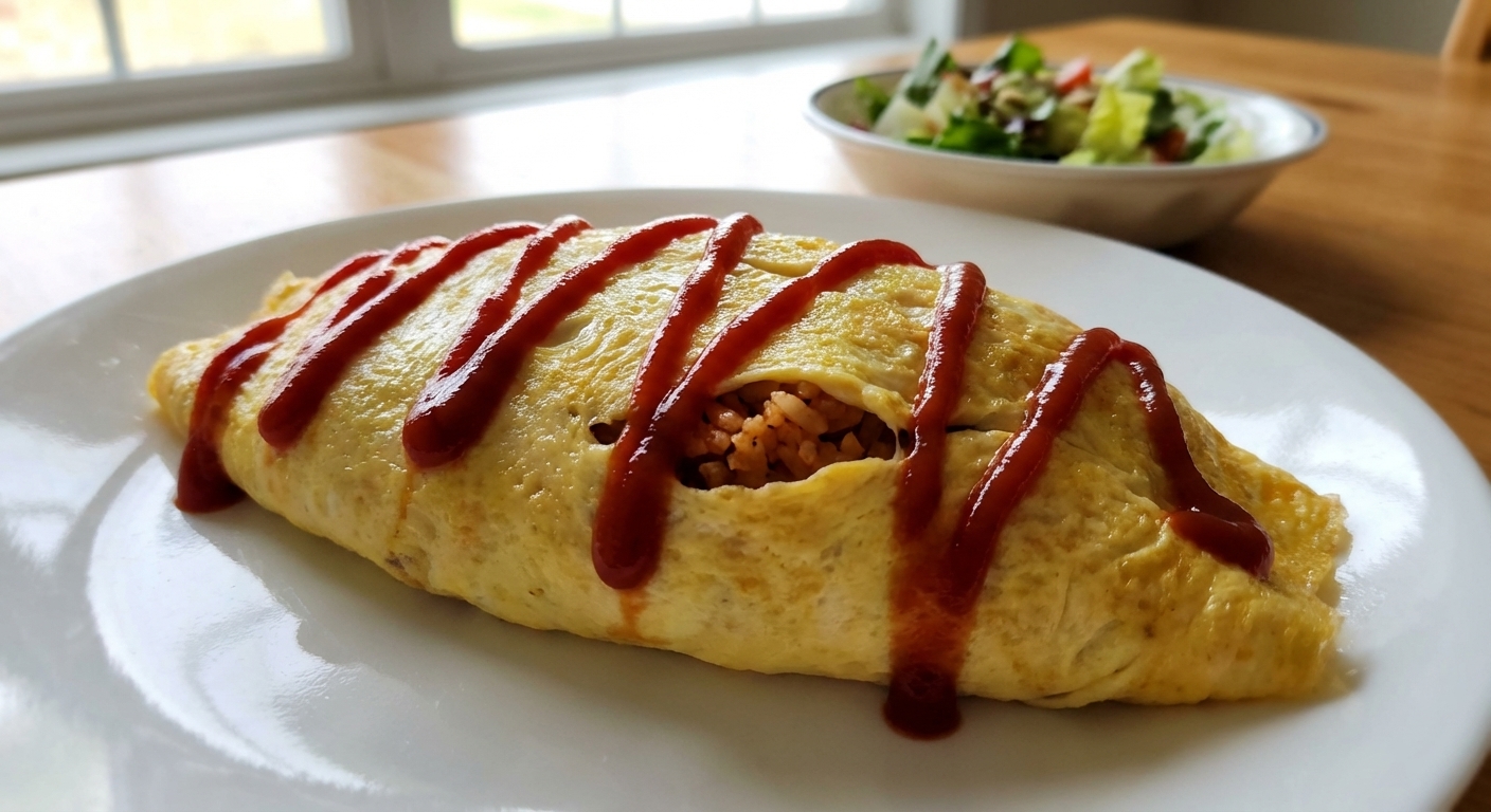 Omurice (Japanese Omelette Over Fried Rice)