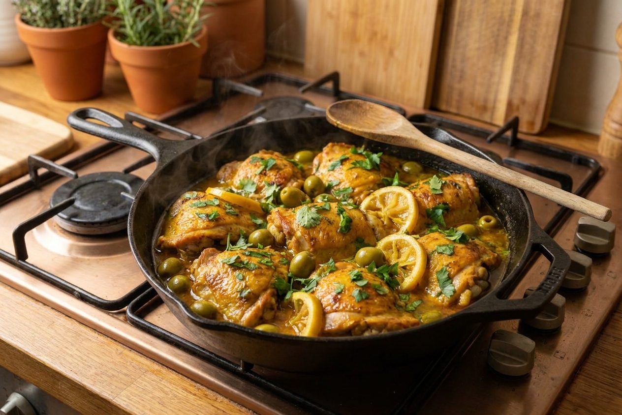 Moroccan Chicken With Olives and Preserved Lemon