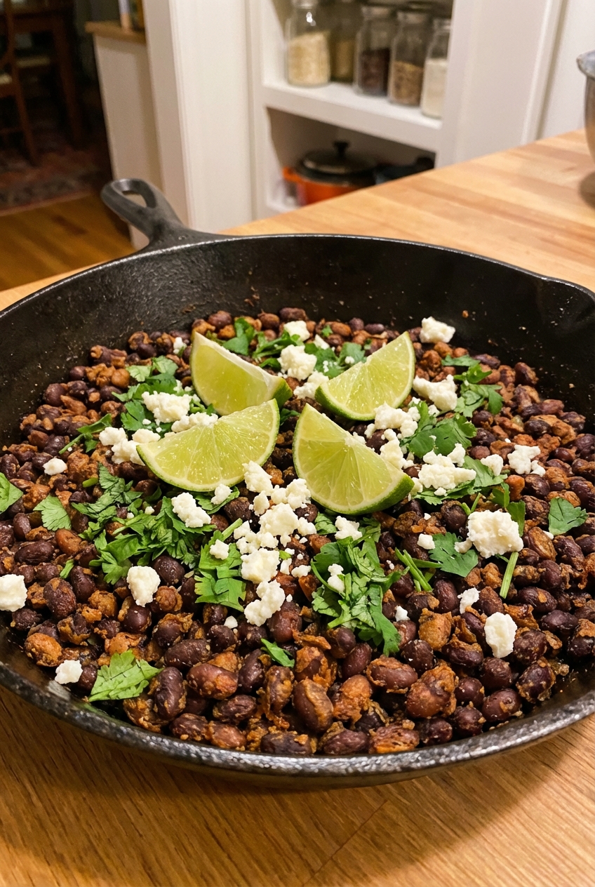 Crispy Black Bean Tacos (Skillet Beans)