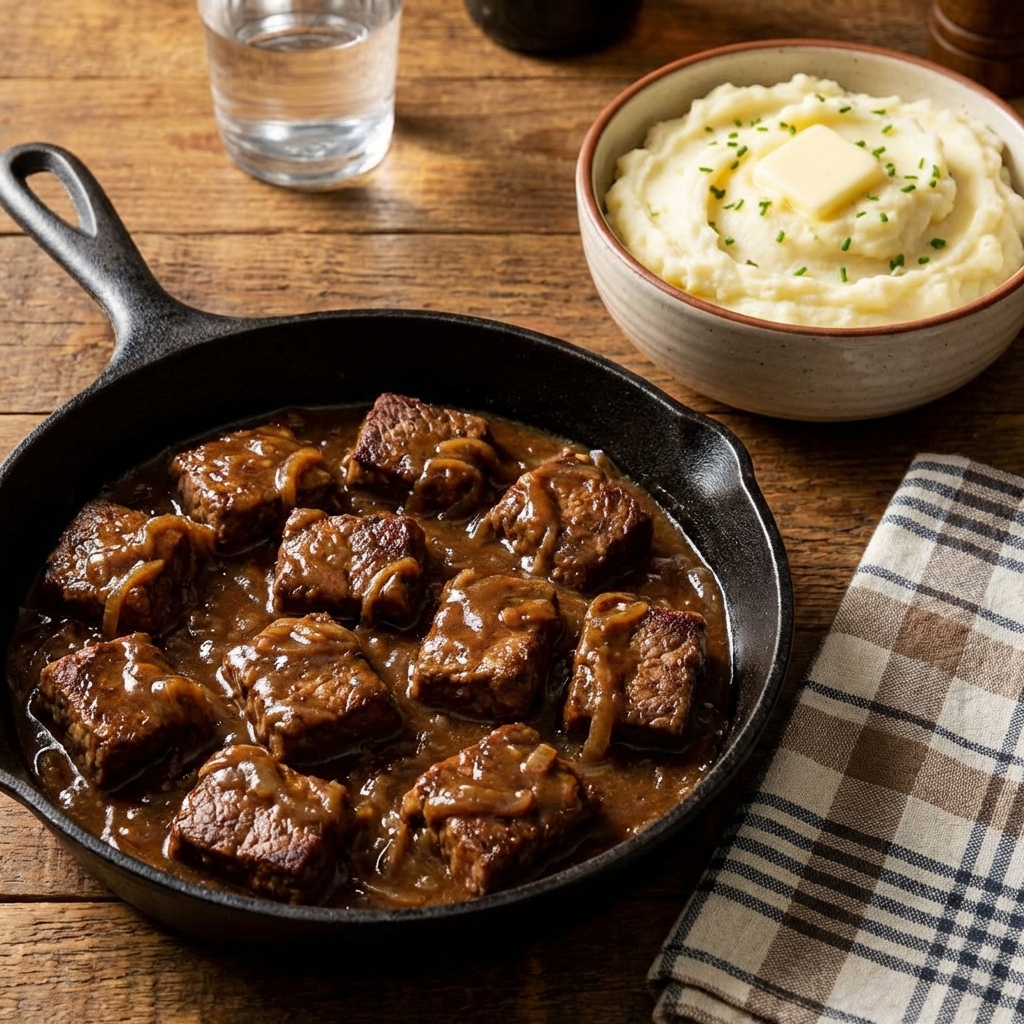 Weeknight Cube Steak With Onion Gravy