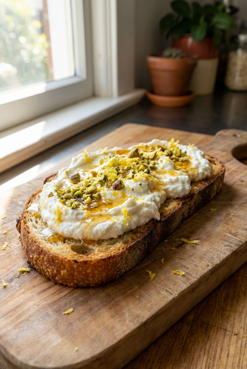 Whipped Ricotta Toast With Hot Honey