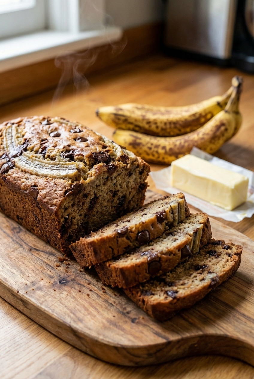 Salted Espresso Banana Chocolate Chip Loaf