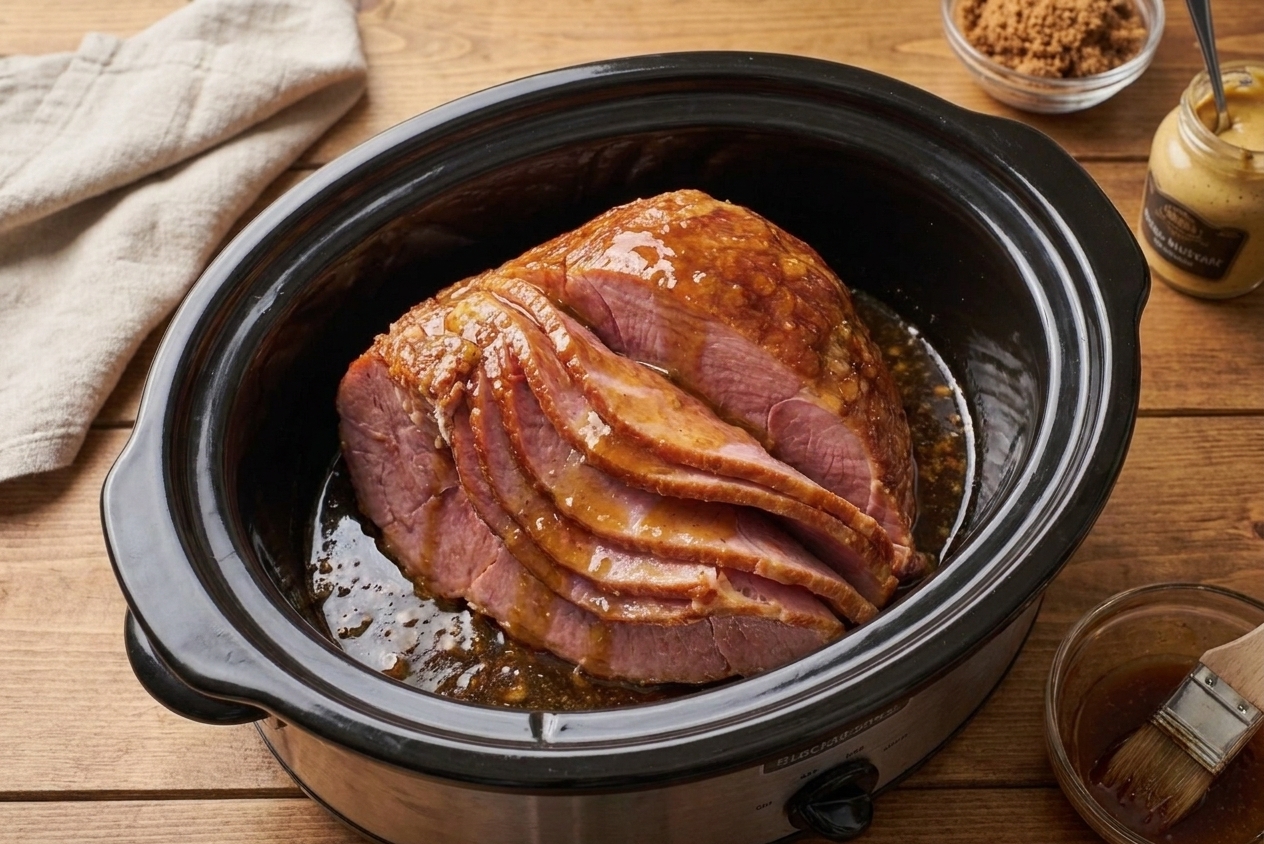 Crockpot Ham With Brown Sugar Glaze