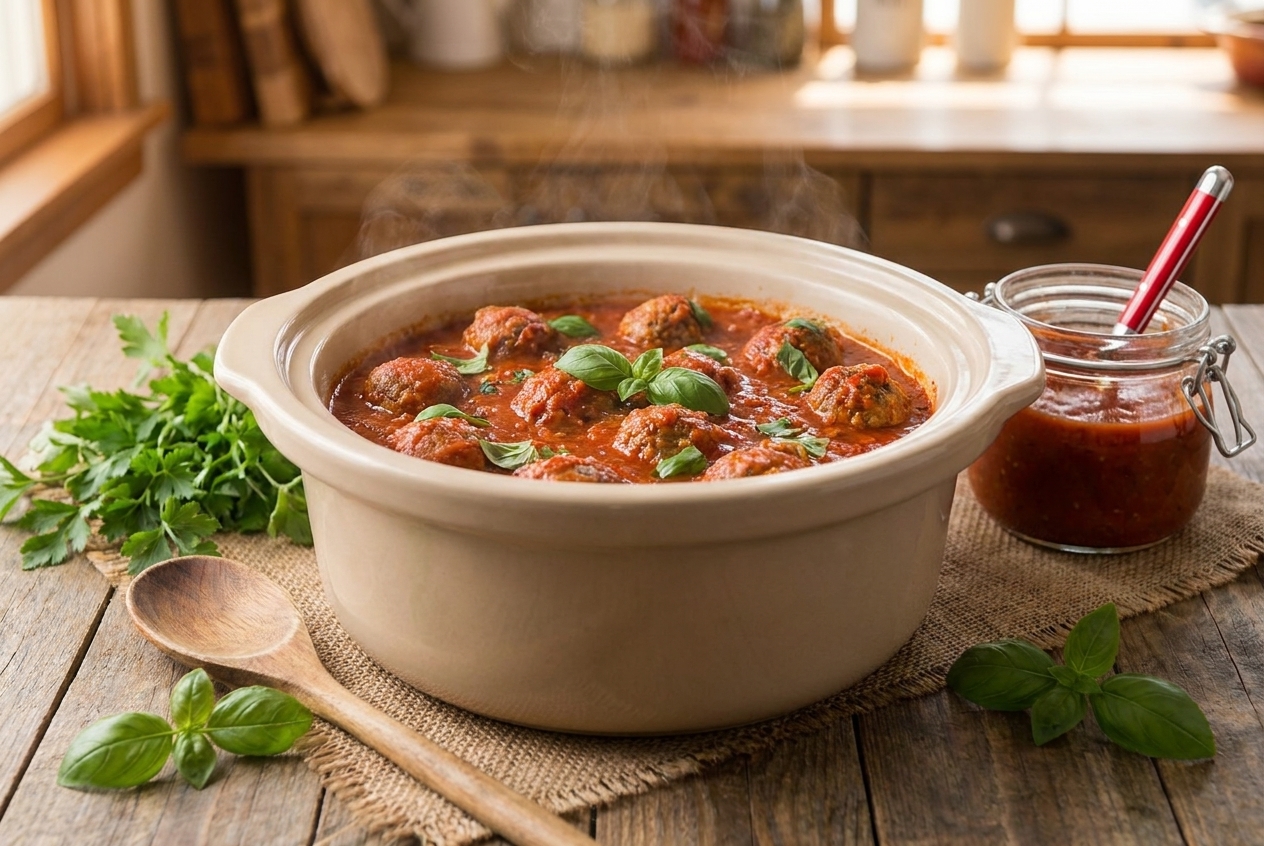 Crockpot Meatballs in Marinara