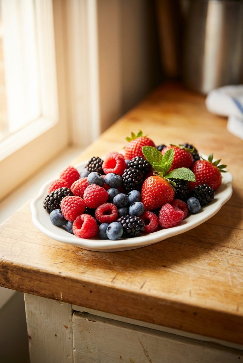 A small platter of fresh berries