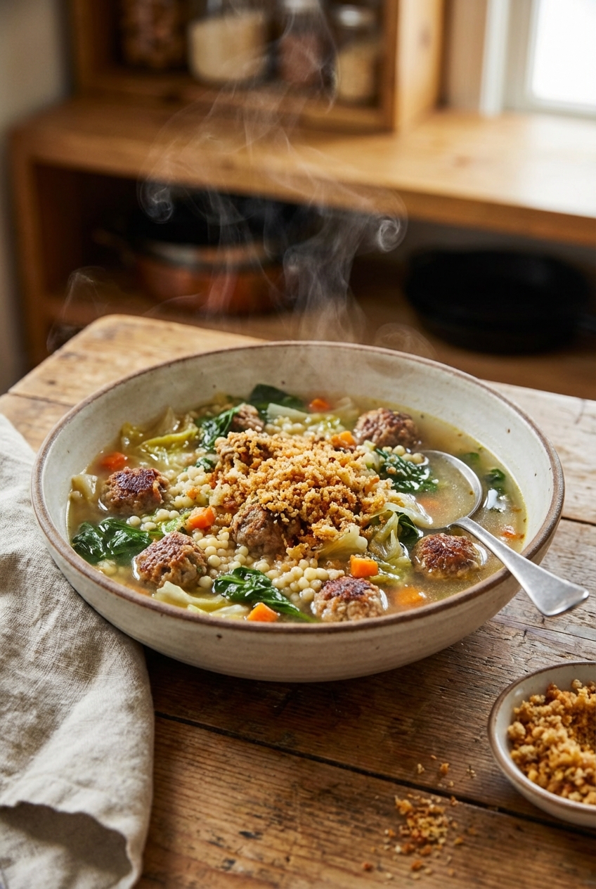 Hearty Italian Wedding Soup (Crispy & Crunchy)