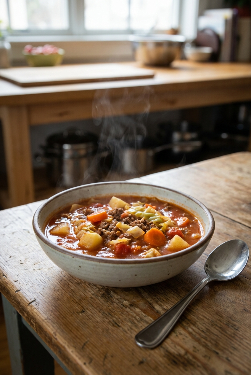 Healthy Ground Beef Cabbage Soup