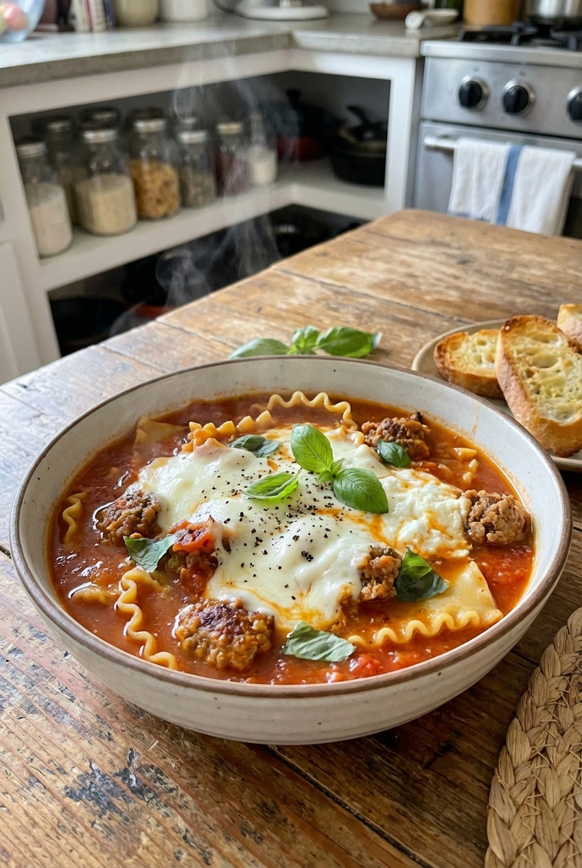 Cheesy & Hearty Lasagna Soup