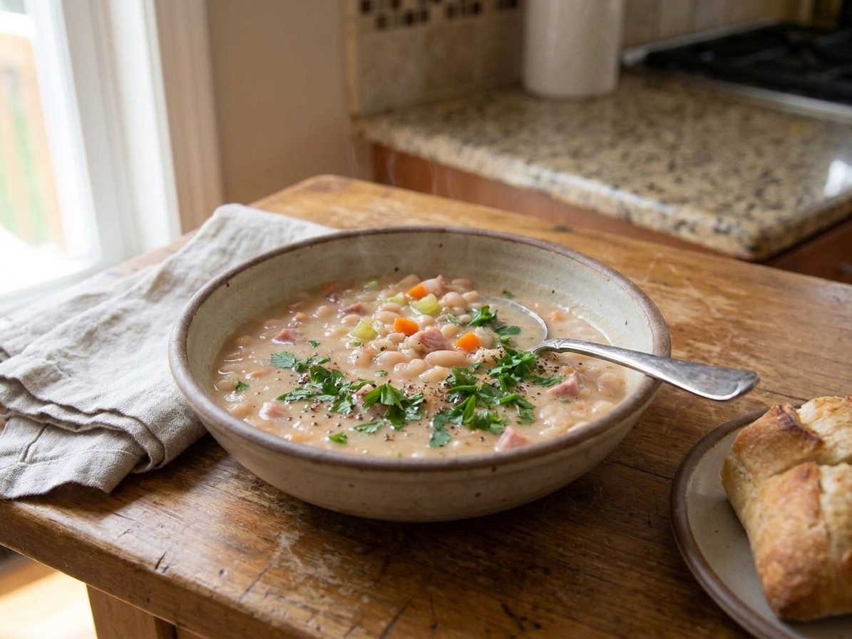 Cozy Navy Bean Soup (Stovetop or Slow Cooker)