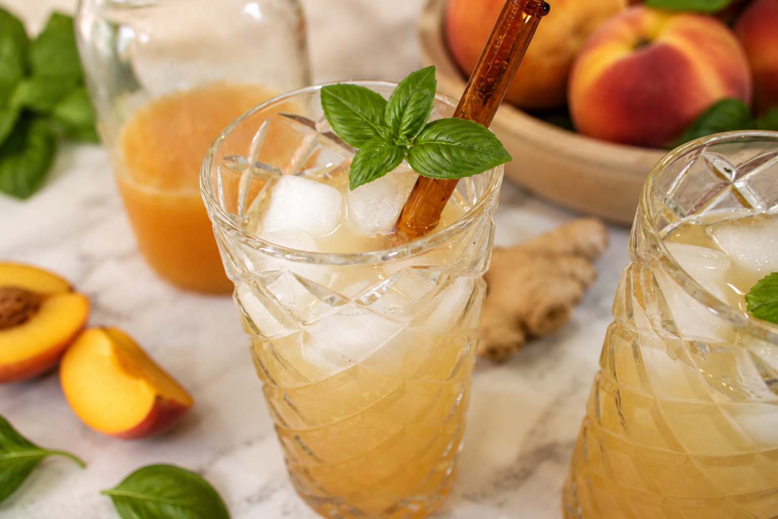 Sparkling Peach Ginger Mocktail