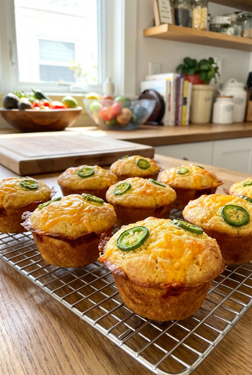 Smoky & Spicy Cheddar Cornbread Muffins