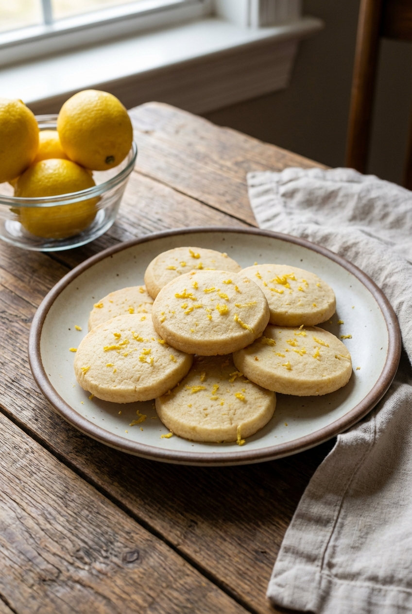 Buttery shortbread cookies with lemon zest