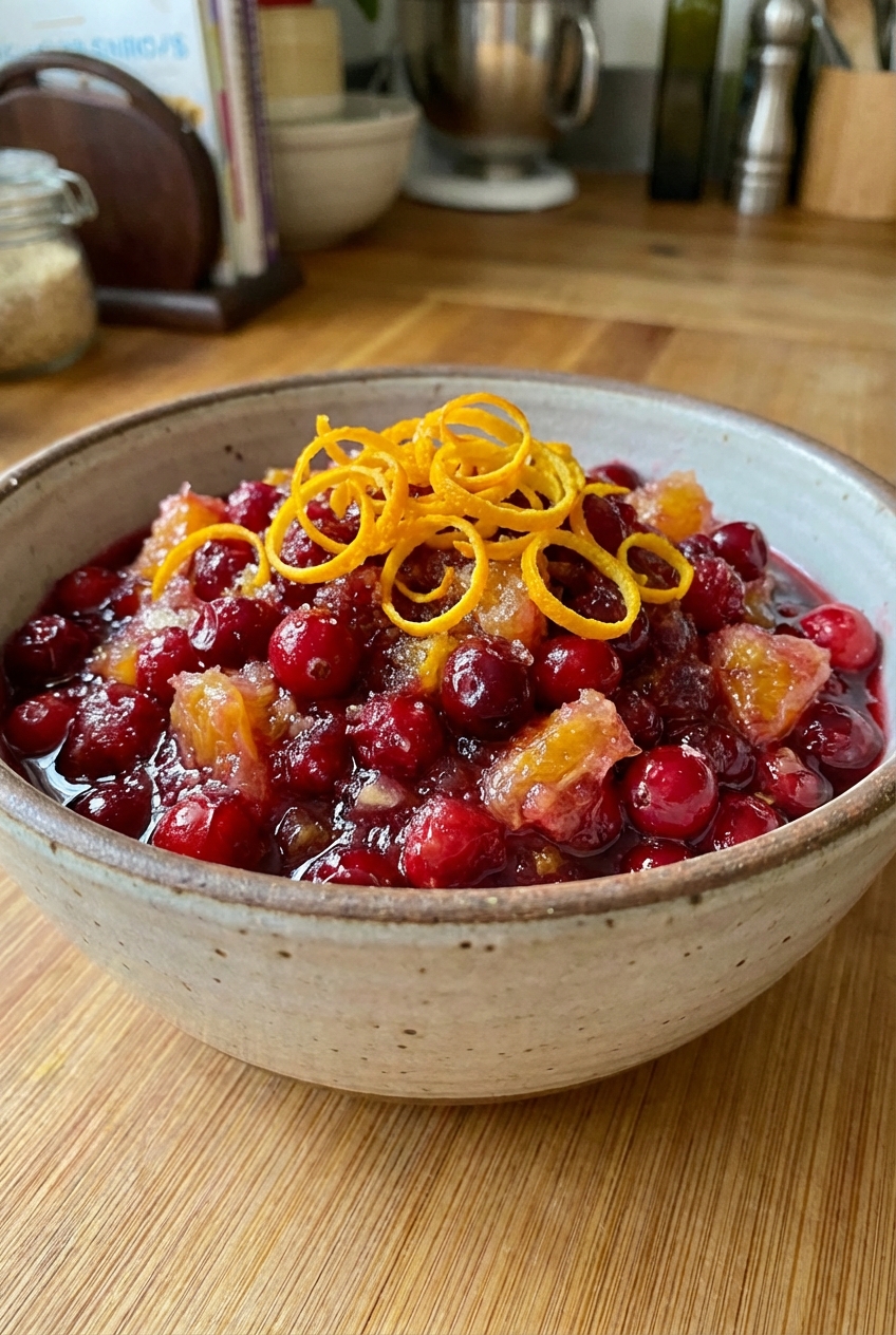 Cranberry orange relish with orange zest