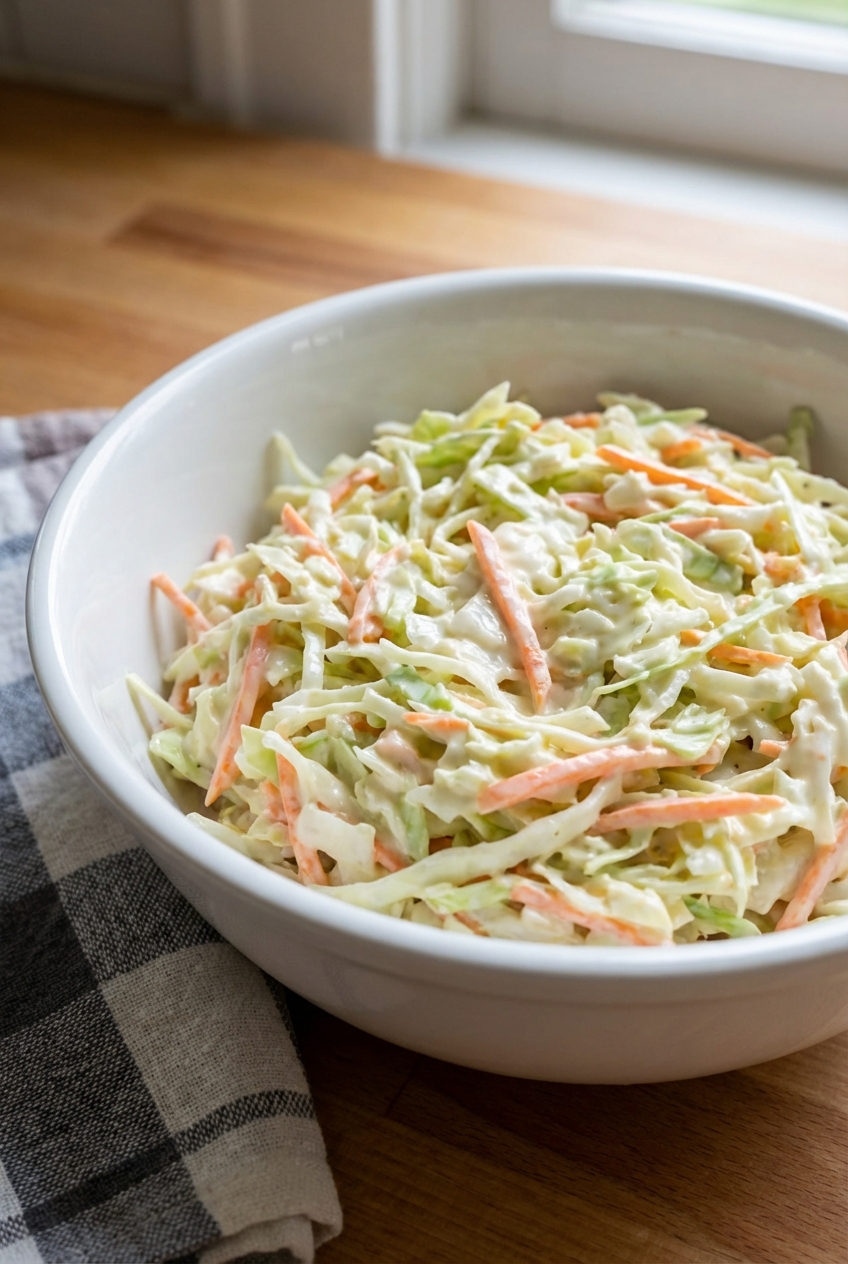 Creamy coleslaw in a bowl