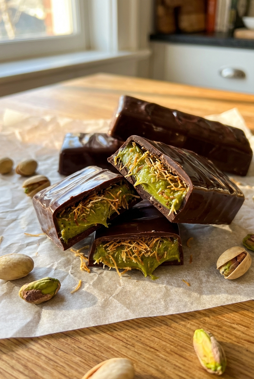 Dubai Chocolate Bars (Crunchy Kataifi, Tangy Pistachio)