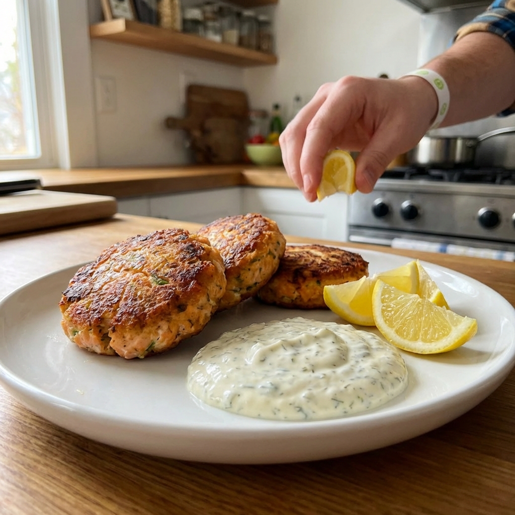 Homestyle Salmon Patties With Creamy Sauce
