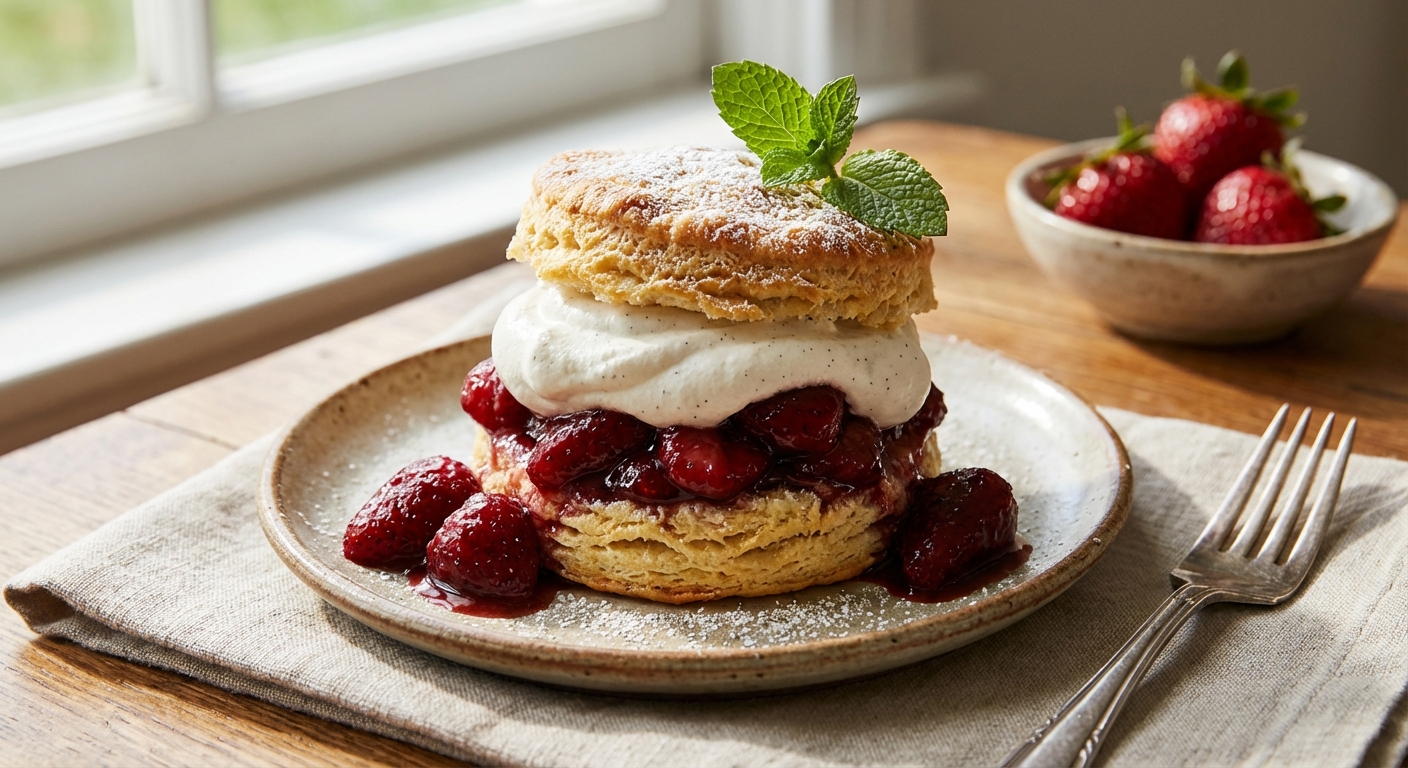 Gourmet Strawberry Shortcakes With Black Pepper Biscuits