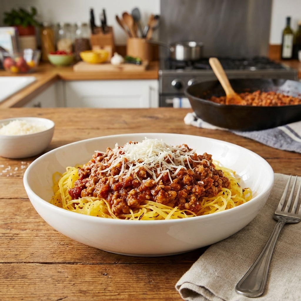 Healthy Spaghetti Squash with Turkey Bolognese