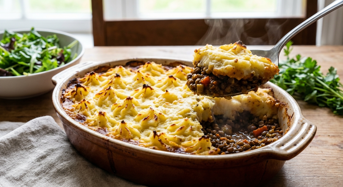 Warm and Cozy Vegan Lentil Shepherd’s Pie