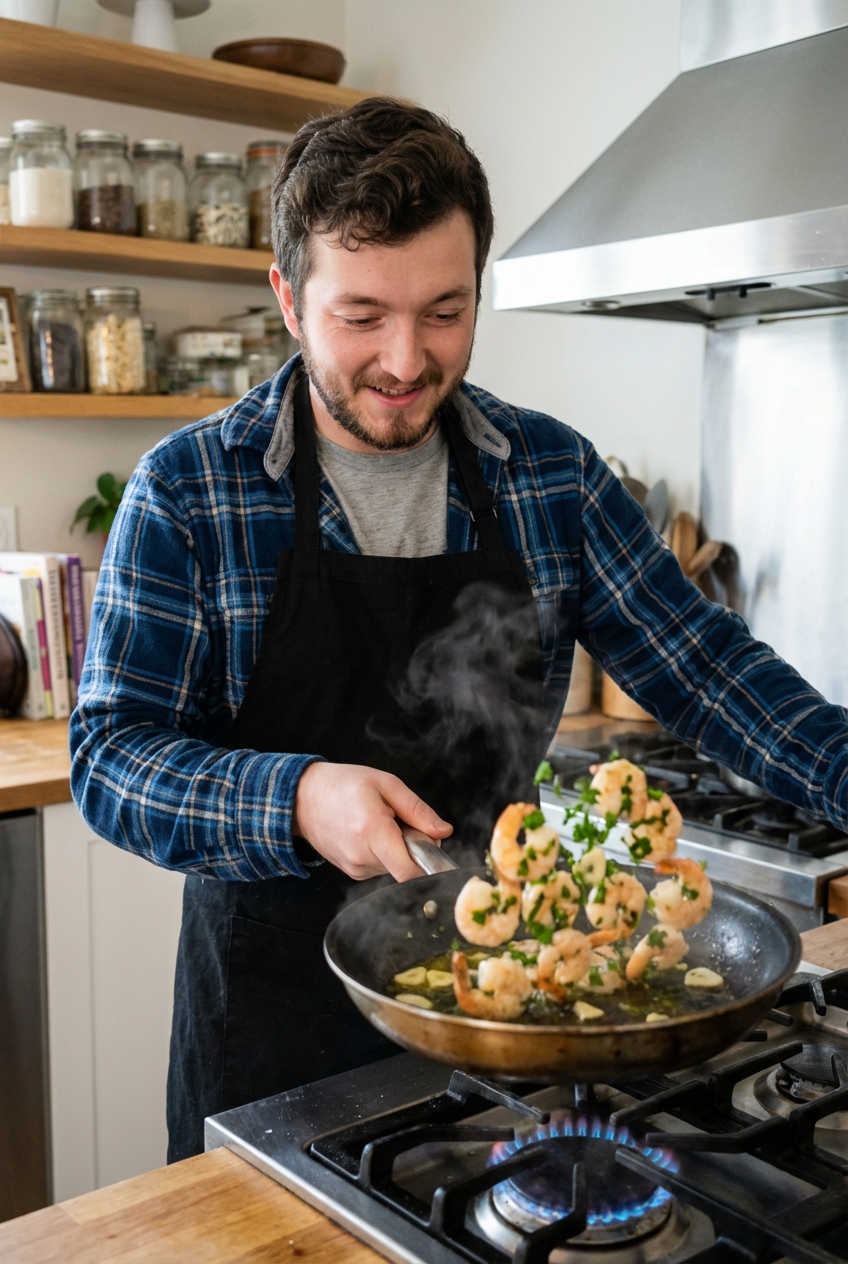 Sautéed shrimp with garlic and parsley
