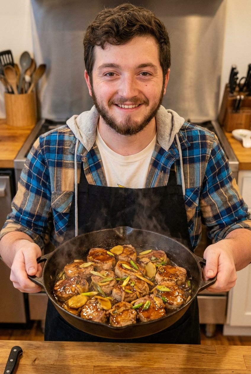 Silky Savory Pork With Ginger-Scallion Pan Sauce