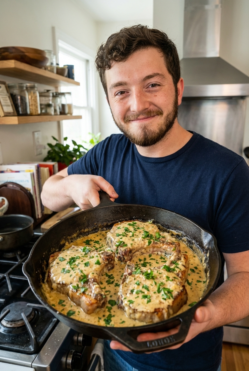 Oven-Baked Pork Chops with Garlic Parmesan Sauce