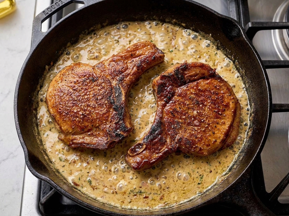 Skillet Pork Chops With Creamy Dijon Pan Sauce