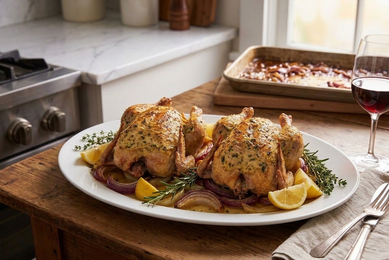 Garlic Herb Roasted Cornish Game Hens