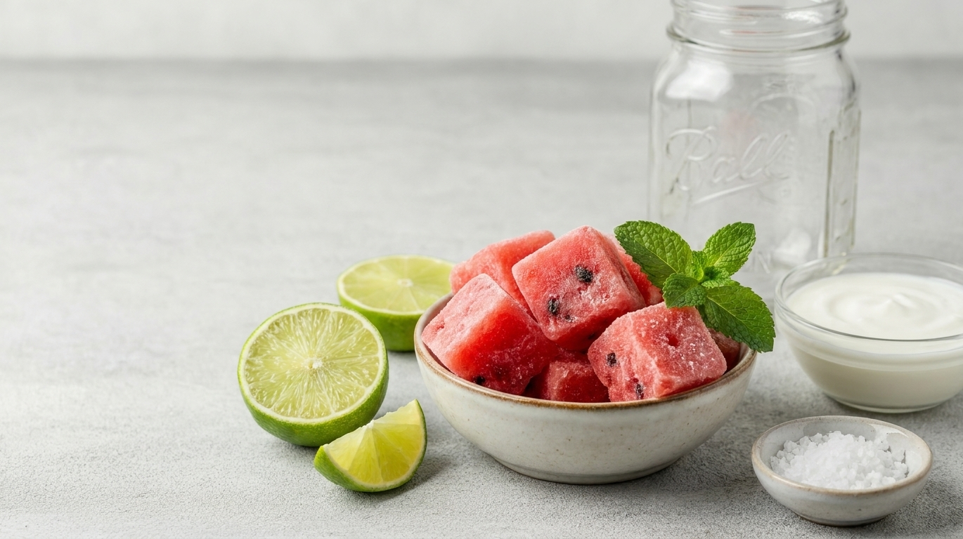 Watermelon, lime, yogurt, and salt