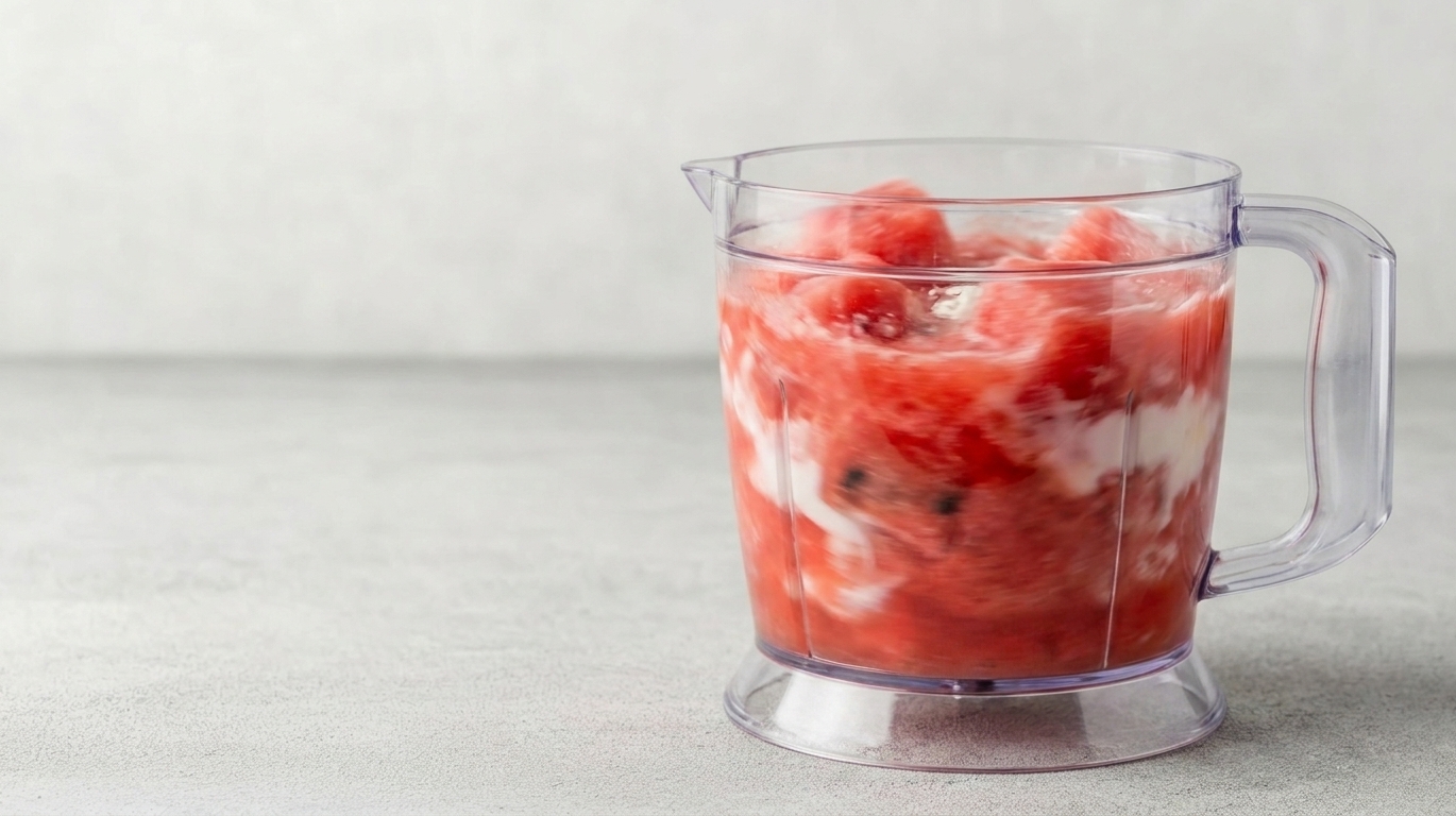 Watermelon smoothie blending in a blender